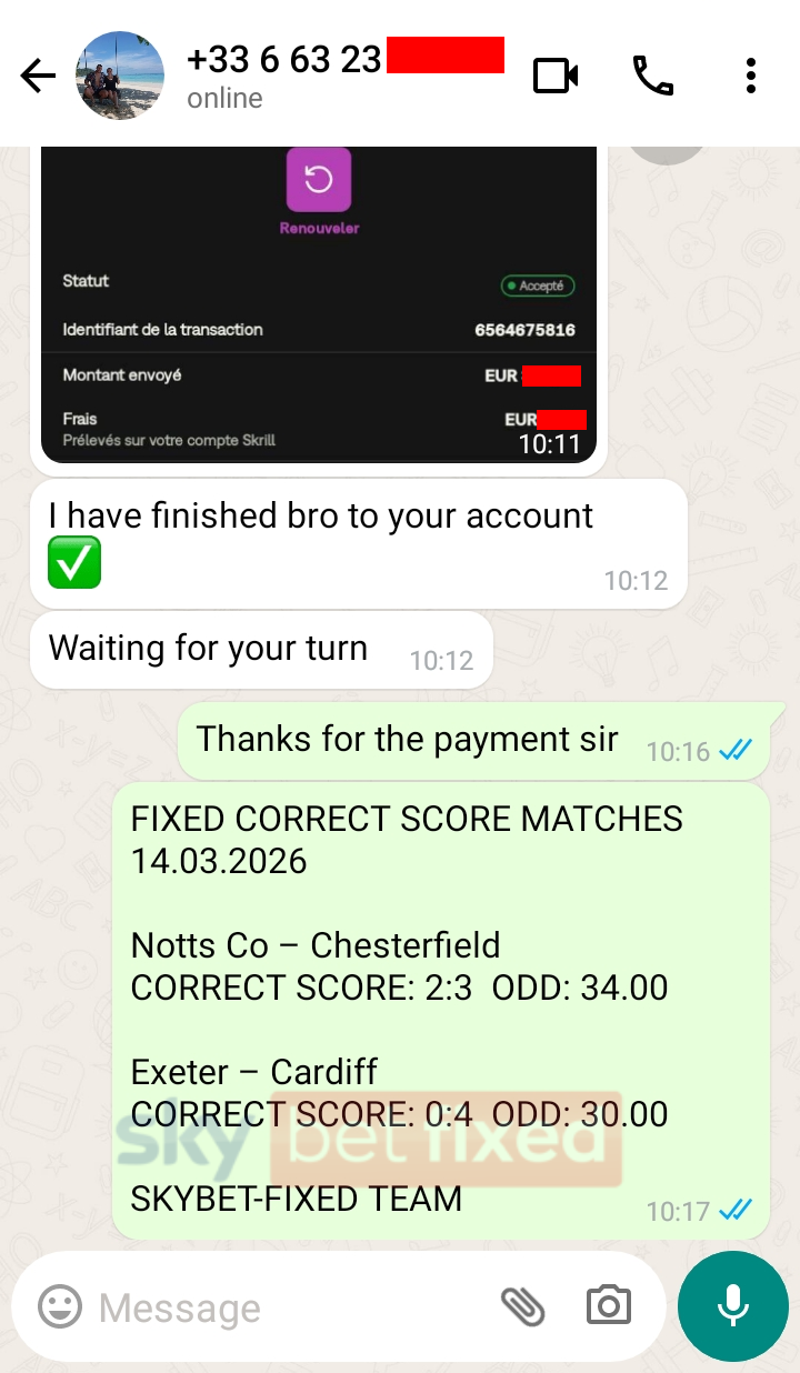 exact score fixed match 14.03.2026