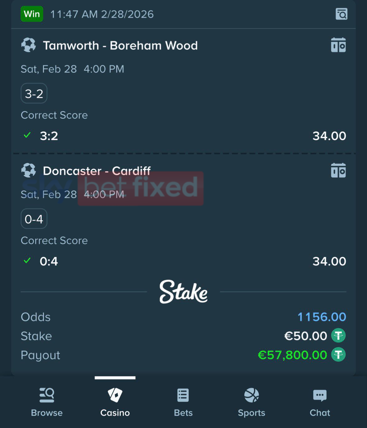 fixed correct score ticket 28.02.2026